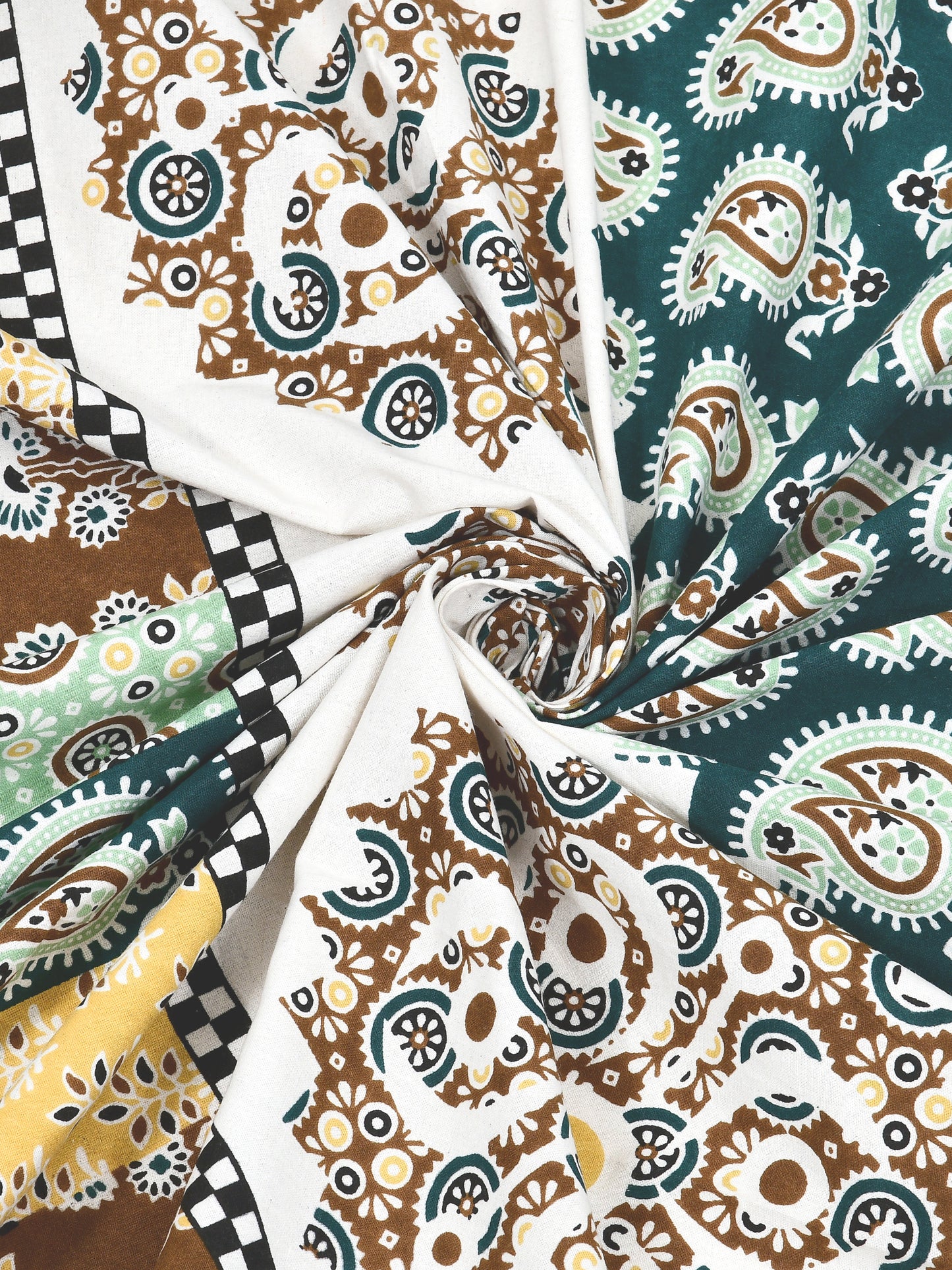 Jaipuri Emerald & Mustard Mandala King Size Cotton Bedsheet