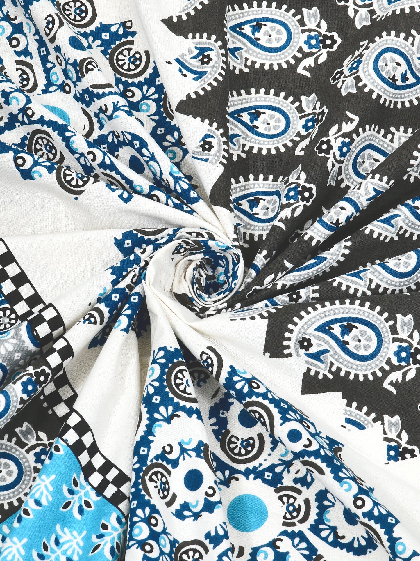Jaipuri Indigo & Sky Blue Mandala King Size Cotton Bedsheet