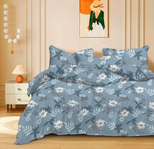 Jaipuri Floral Print Cotton Bedsheet King Size with 2 Pillow Covers
