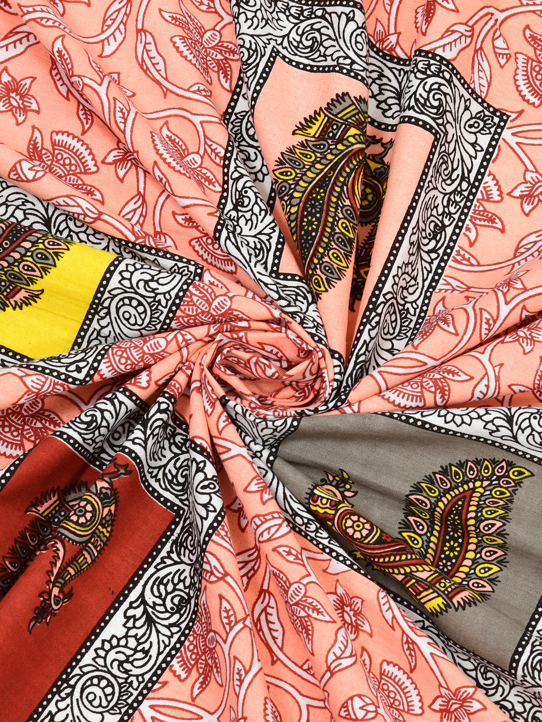Multi-Color Paisley Block Print Queen Size Cotton Bedsheet
