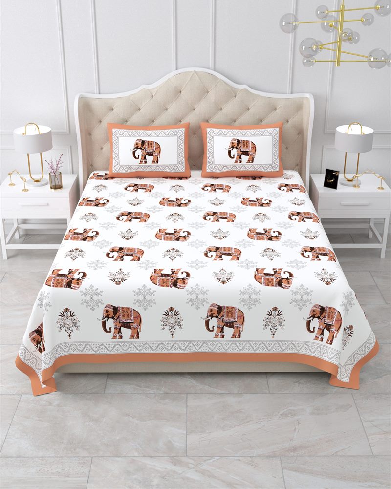 Super king size bedsheet 108x108 with pillow covers on a large bed