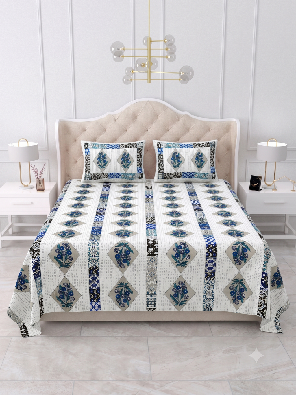 Rust Brown Sunflower Mandala Printed Bedsheet (90 x 108) with 2 Pillow Covers