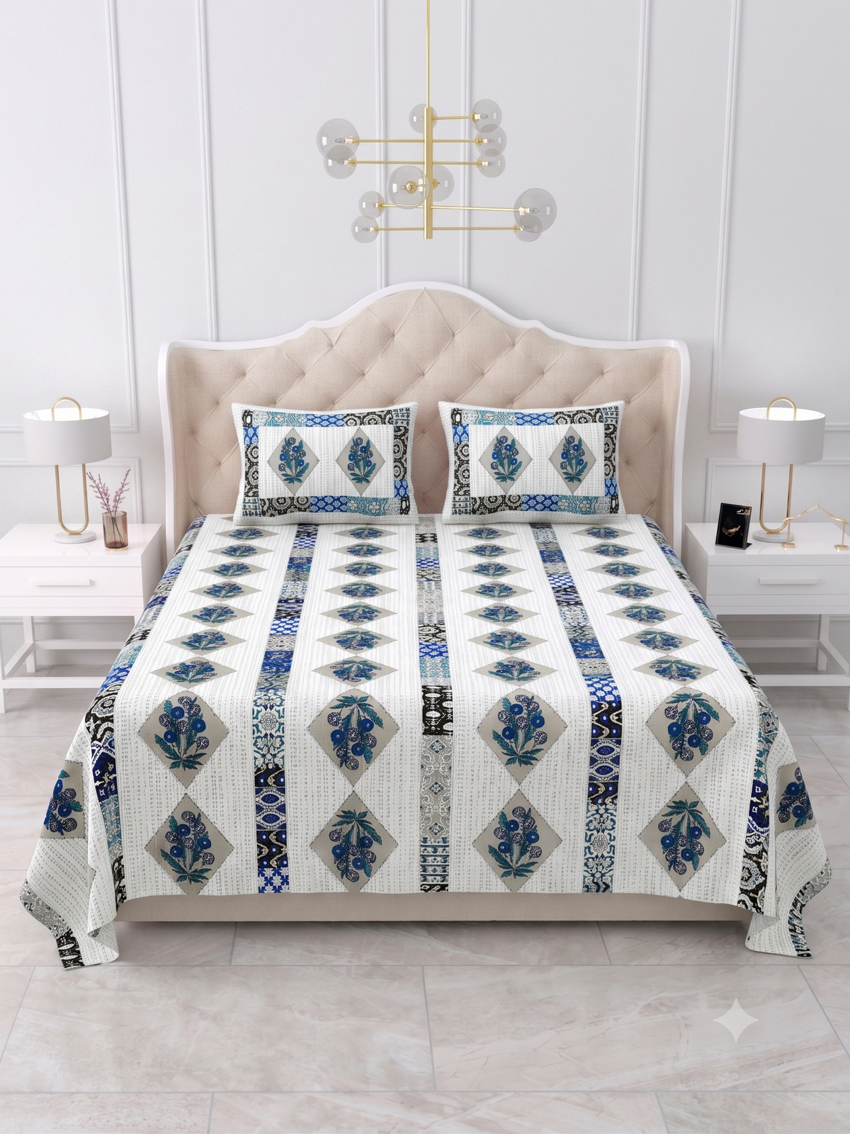 Rust Brown Sunflower Mandala Printed Bedsheet (90 x 108) with 2 Pillow Covers