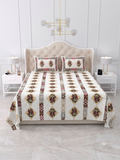 Blue Black Sunflower Mandala Printed Bedsheet (90 x 108) with 2 Pillow Covers