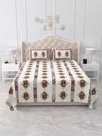 Blue Black Sunflower Mandala Printed Bedsheet (90 x 108) with 2 Pillow Covers