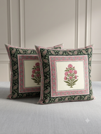 Mint Green Diamond Bouquet Stripe Printed Bedsheet (90 x 108) with 2 Pillow Covers