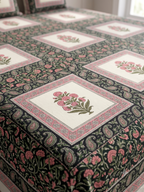 Maroon Pink Gold Mandala Printed Bedsheet (90 x 108) with 2 Pillow Covers