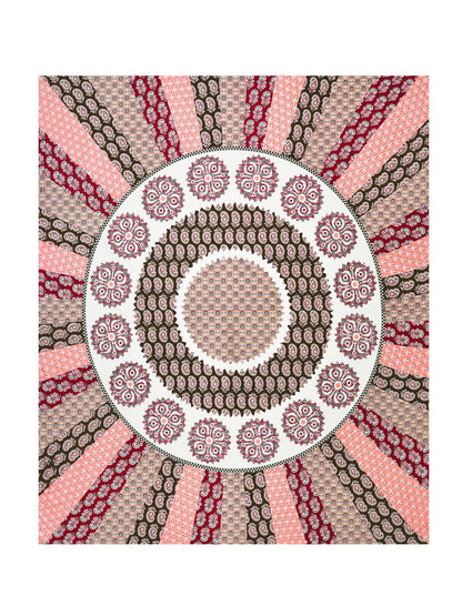 Jaipuri Red & Peach Mandala King Size Cotton Bedsheet