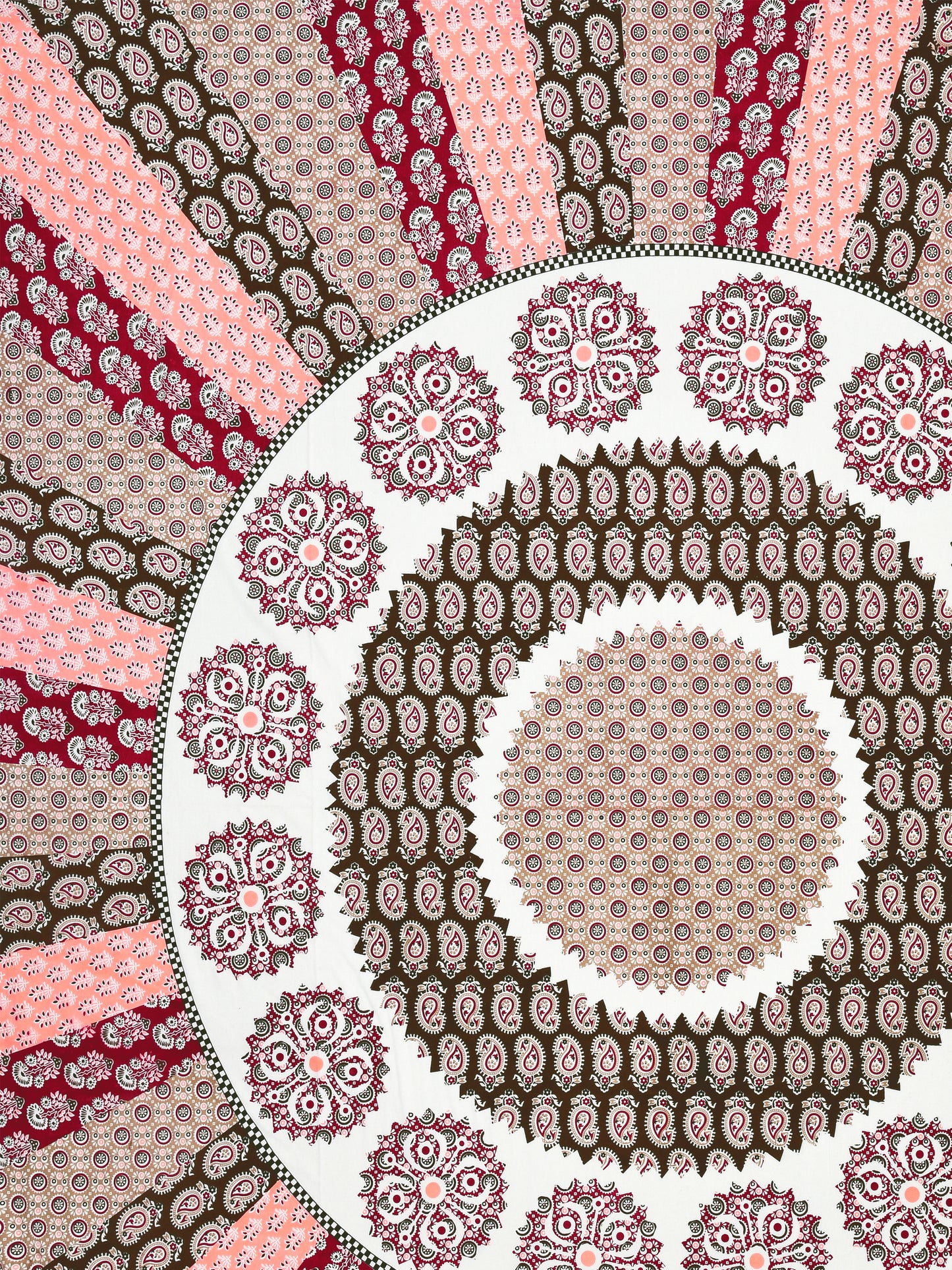 Jaipuri Red & Peach Mandala King Size Cotton Bedsheet
