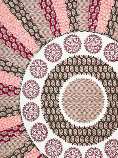 Jaipuri Red & Peach Mandala King Size Cotton Bedsheet
