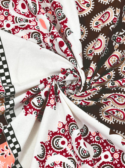 Jaipuri Red & Peach Mandala King Size Cotton Bedsheet