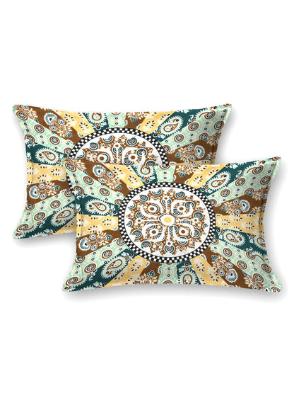 Jaipuri Emerald & Mustard Mandala King Size Cotton Bedsheet