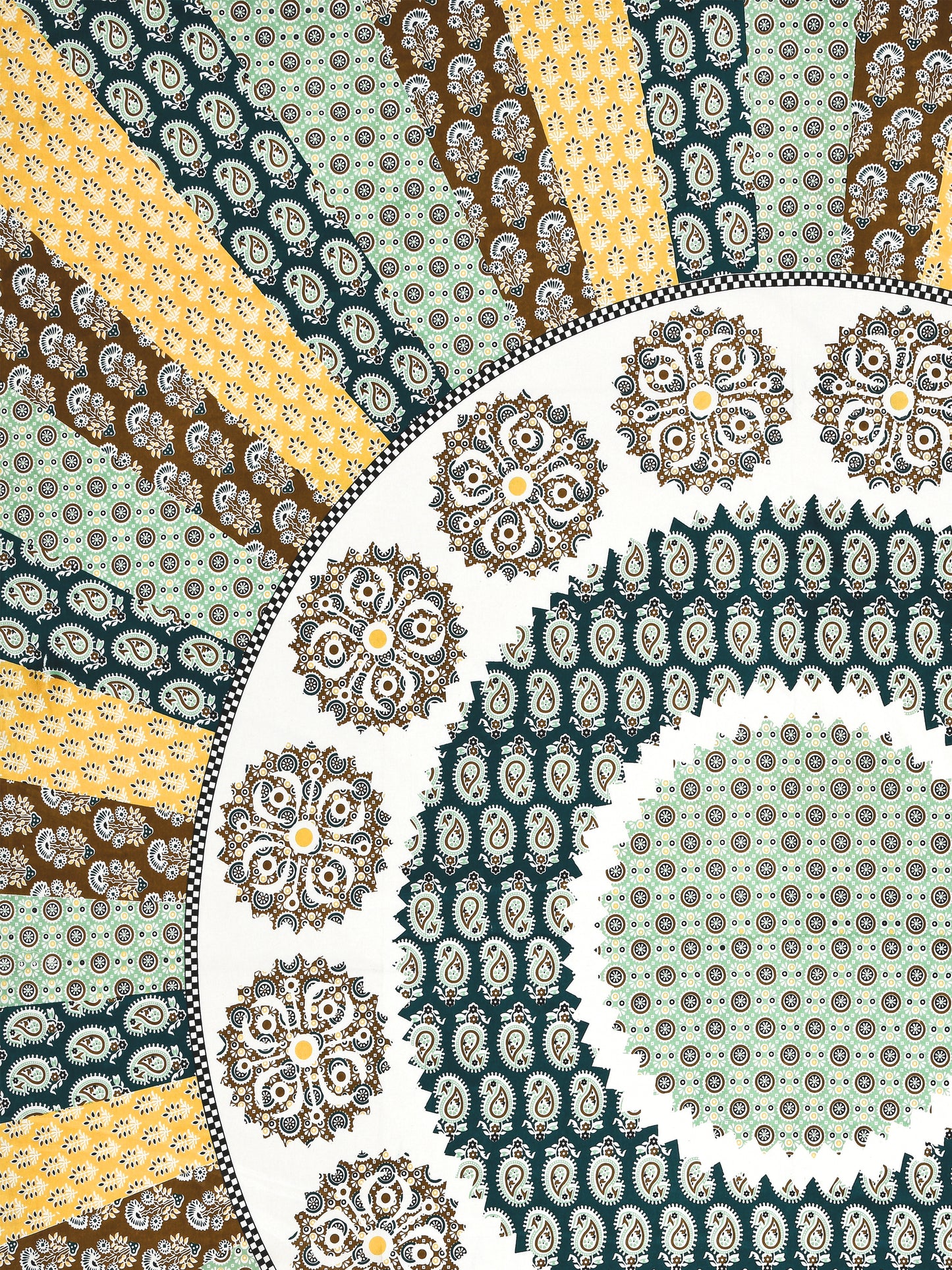 Jaipuri Emerald & Mustard Mandala King Size Cotton Bedsheet