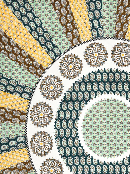 Jaipuri Emerald & Mustard Mandala King Size Cotton Bedsheet