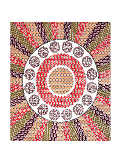 Jaipuri Maroon & Rust Mandala King Size Cotton Bedsheet