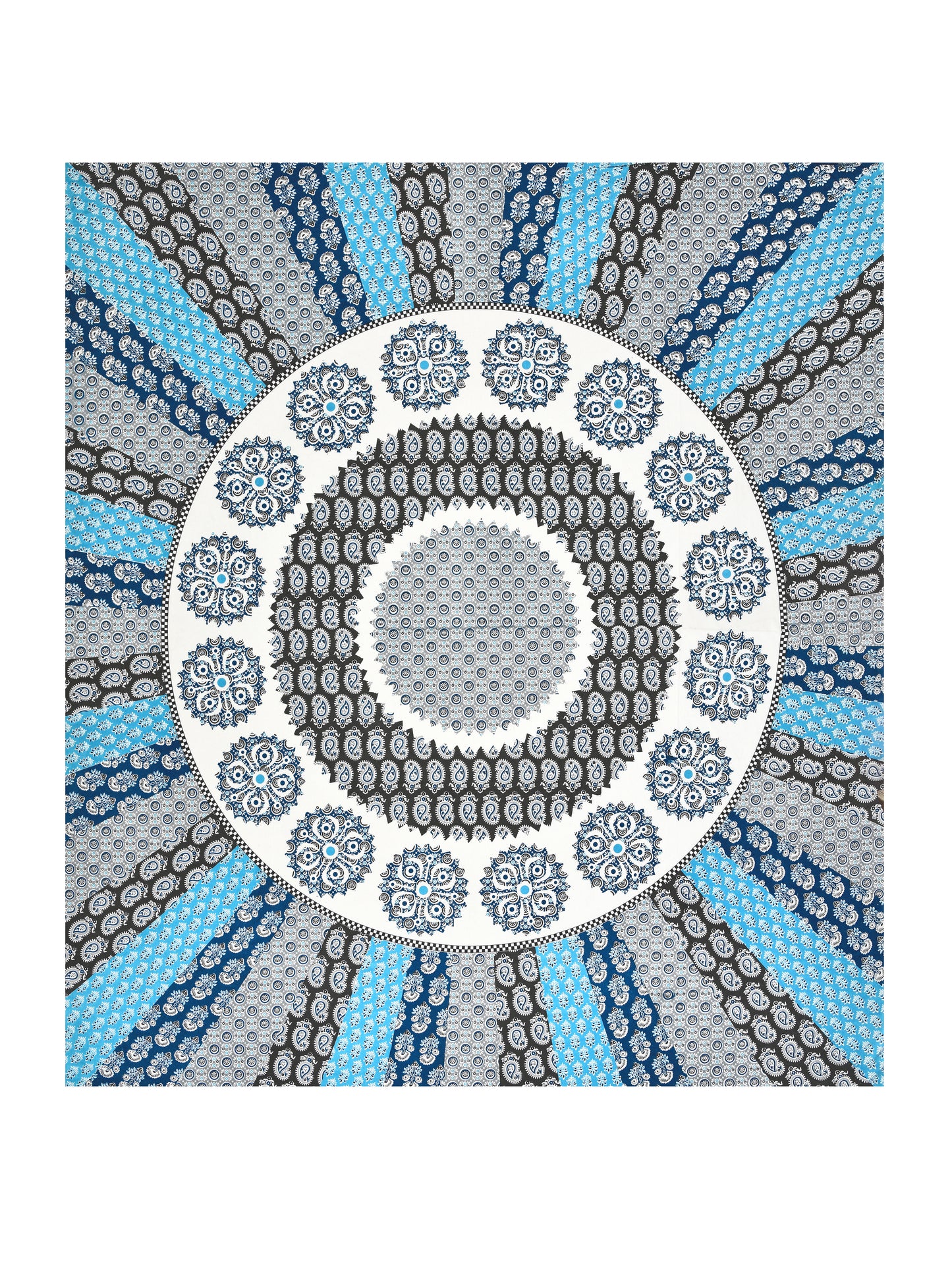 Jaipuri Indigo & Sky Blue Mandala King Size Cotton Bedsheet