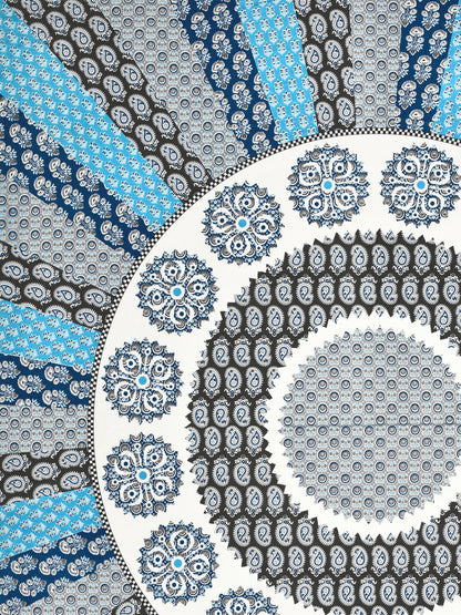 Jaipuri Indigo & Sky Blue Mandala King Size Cotton Bedsheet