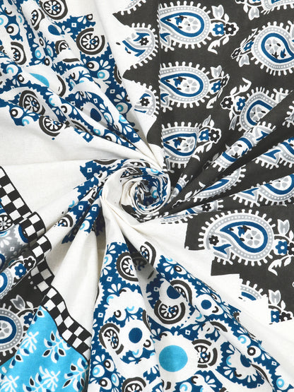 Jaipuri Indigo & Sky Blue Mandala King Size Cotton Bedsheet