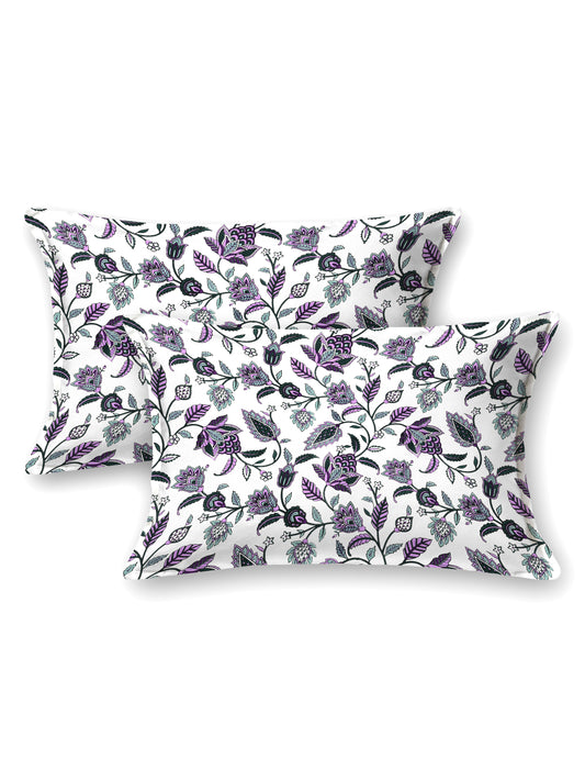 Jaipuri Royal Purple & Lavender Floral Queen Size Cotton Bedsheet
