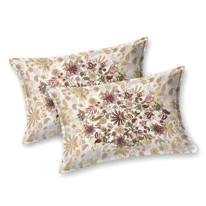 Maroon & Gold Floral Mandala Queen Size Cotton Bedsheet