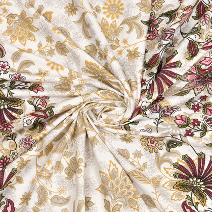 Maroon & Gold Floral Mandala Queen Size Cotton Bedsheet