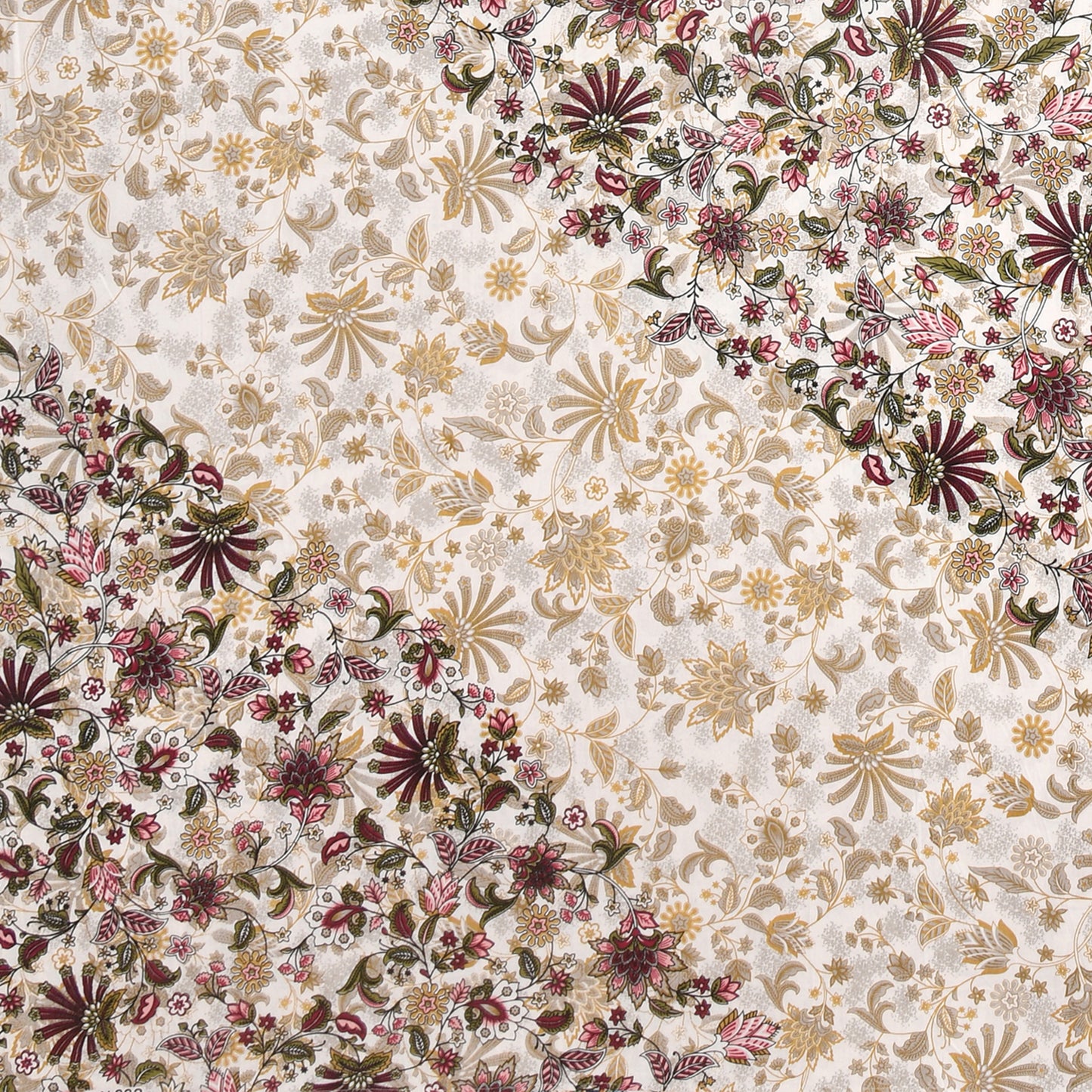 Maroon & Gold Floral Mandala Queen Size Cotton Bedsheet