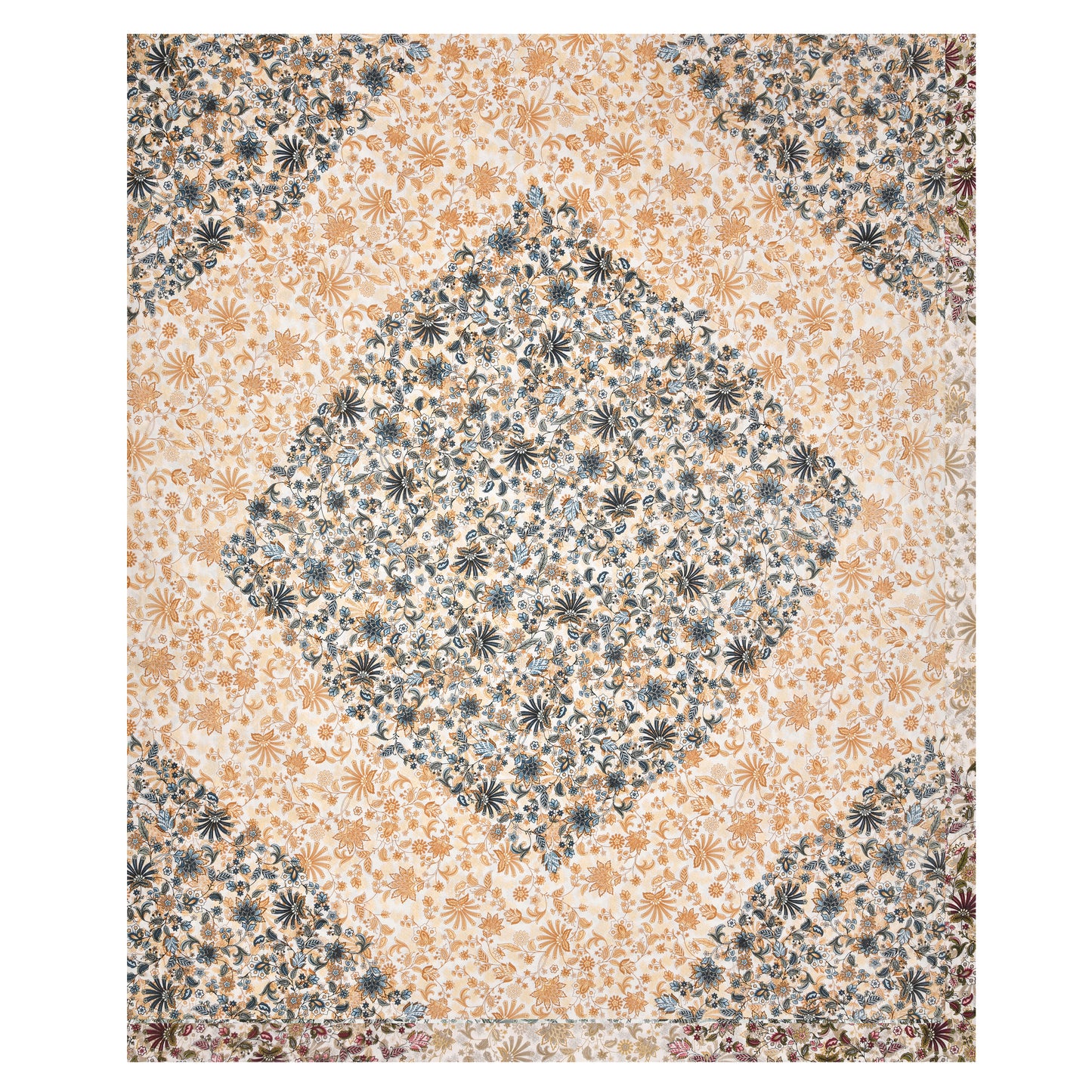 Golden Floral Mandala Queen Size Cotton Bedsheet