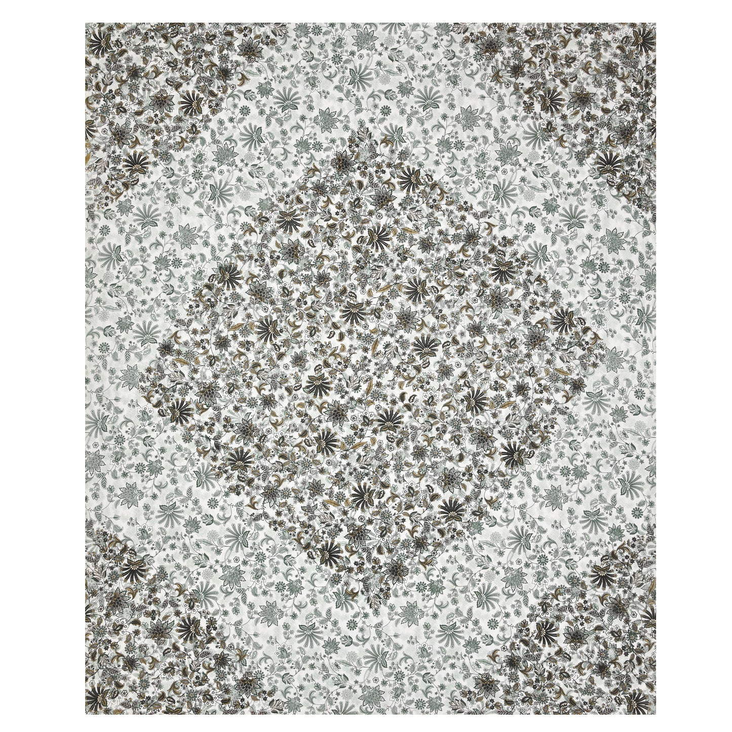 Charcoal Grey Floral Mandala Queen Size Cotton Bedsheet