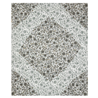 Charcoal Grey Floral Mandala Queen Size Cotton Bedsheet