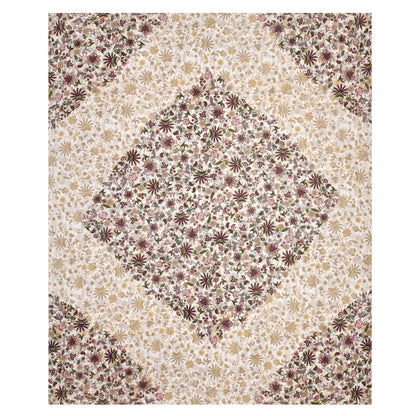 Maroon & Gold Floral Mandala Queen Size Cotton Bedsheet