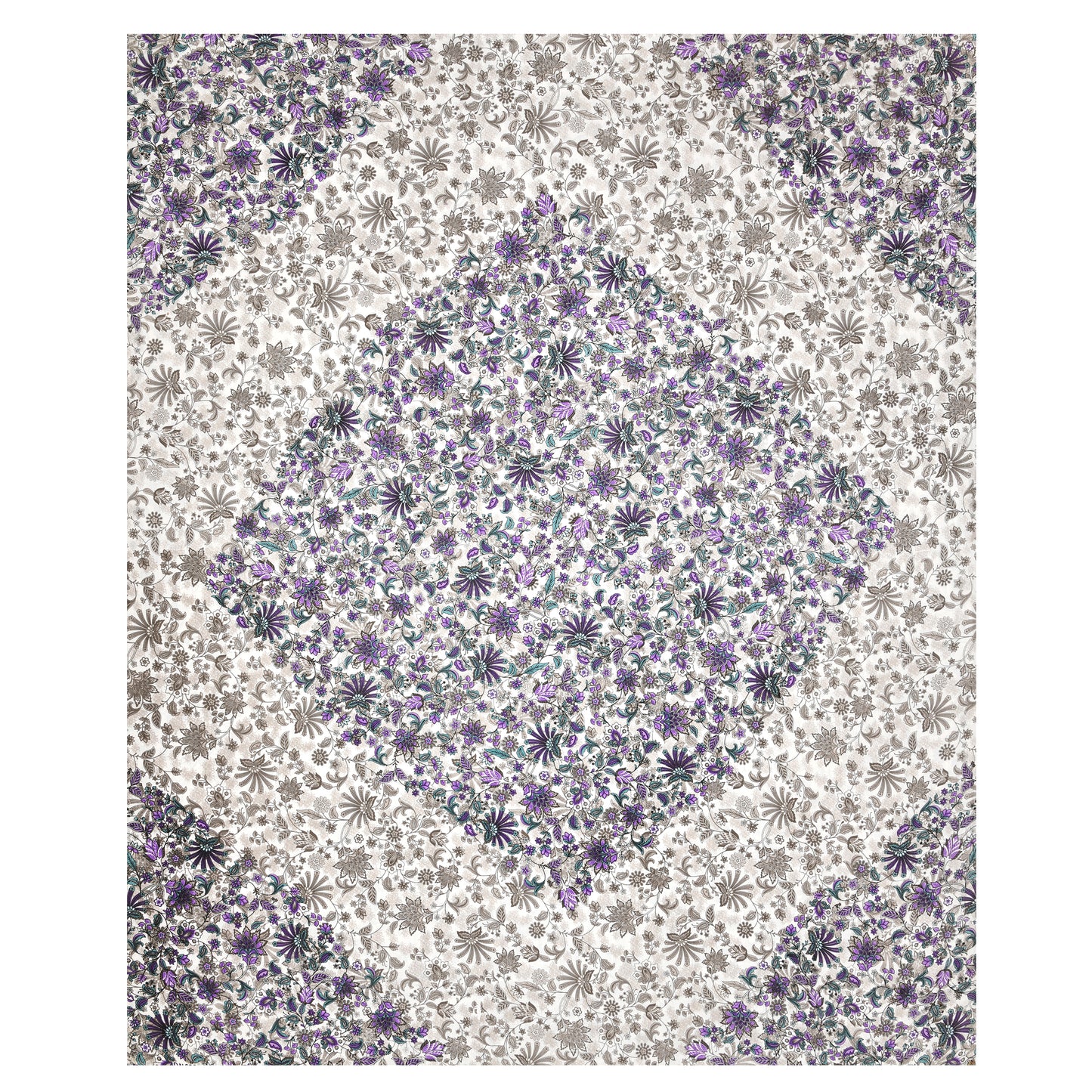 Royal Purple Floral Mandala Queen Size Cotton Bedsheet