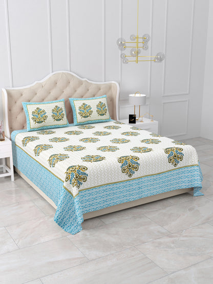 Pink Floral Queen Size Cotton Bedsheet