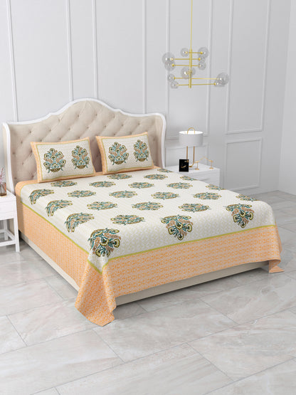 Pink Floral Queen Size Cotton Bedsheet