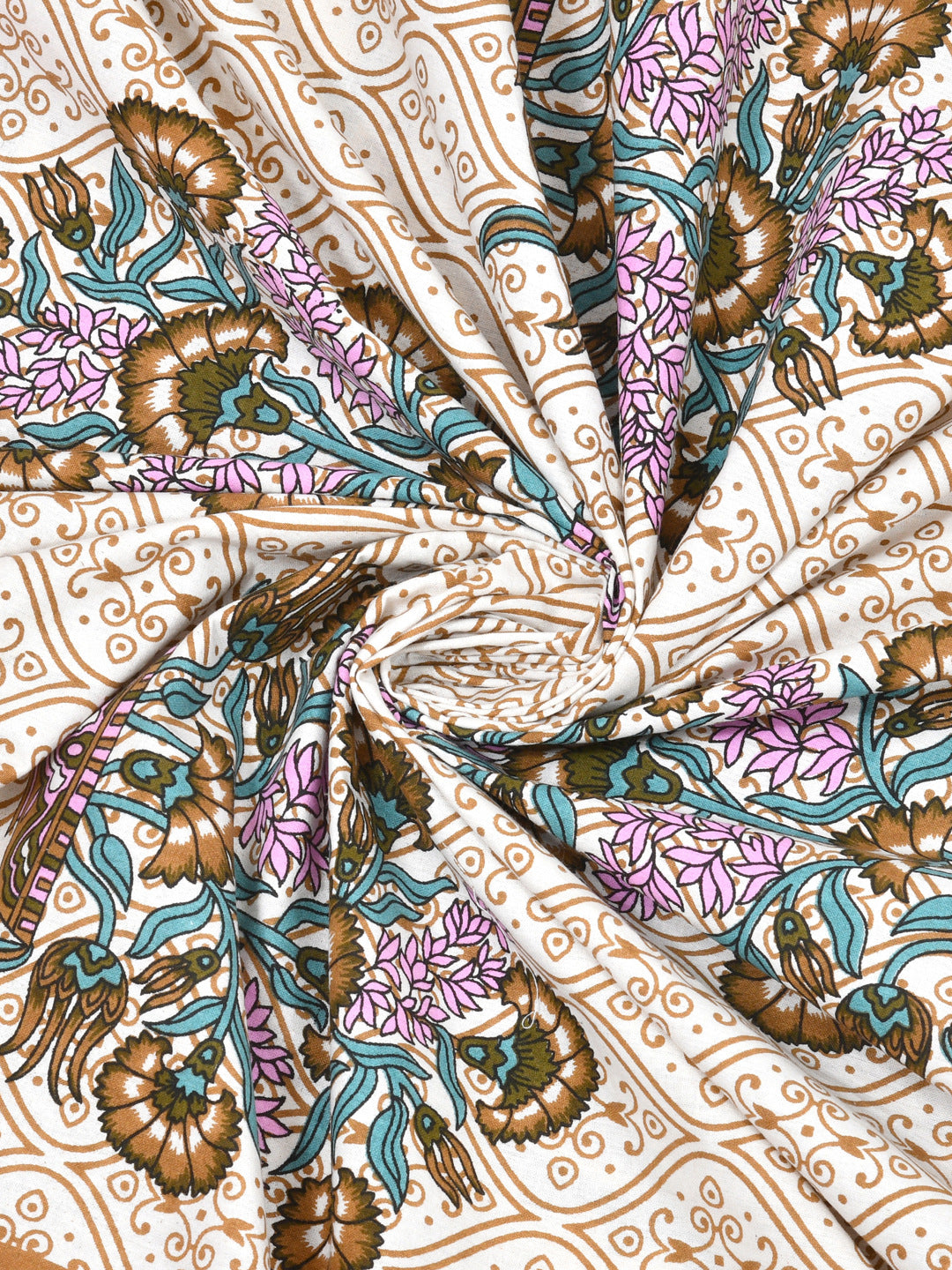 Pink Floral Queen Size Cotton Bedsheet