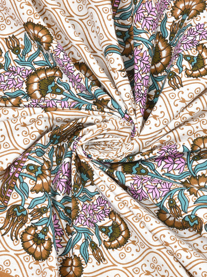 Pink Floral Queen Size Cotton Bedsheet