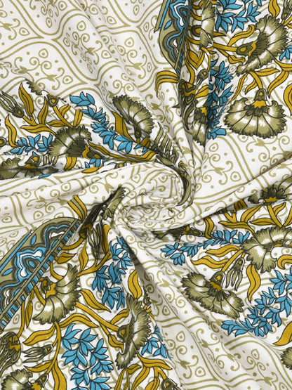 Blue Print Queen Size Cotton Bedsheet