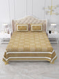 Mustard Yellow Geometric Block Print Queen Size Cotton Bedsheet