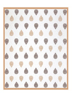 Full flat view of Castile India beige & brown damask buta super king bedsheet 108x108 with caramel beige border