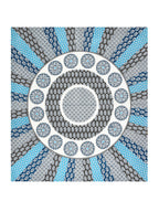 Full flat view of the blue and grey mandala sunburst king size bedsheet