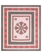 Full flat view of the blush pink bedsheet with central mandala medallion and layered borders