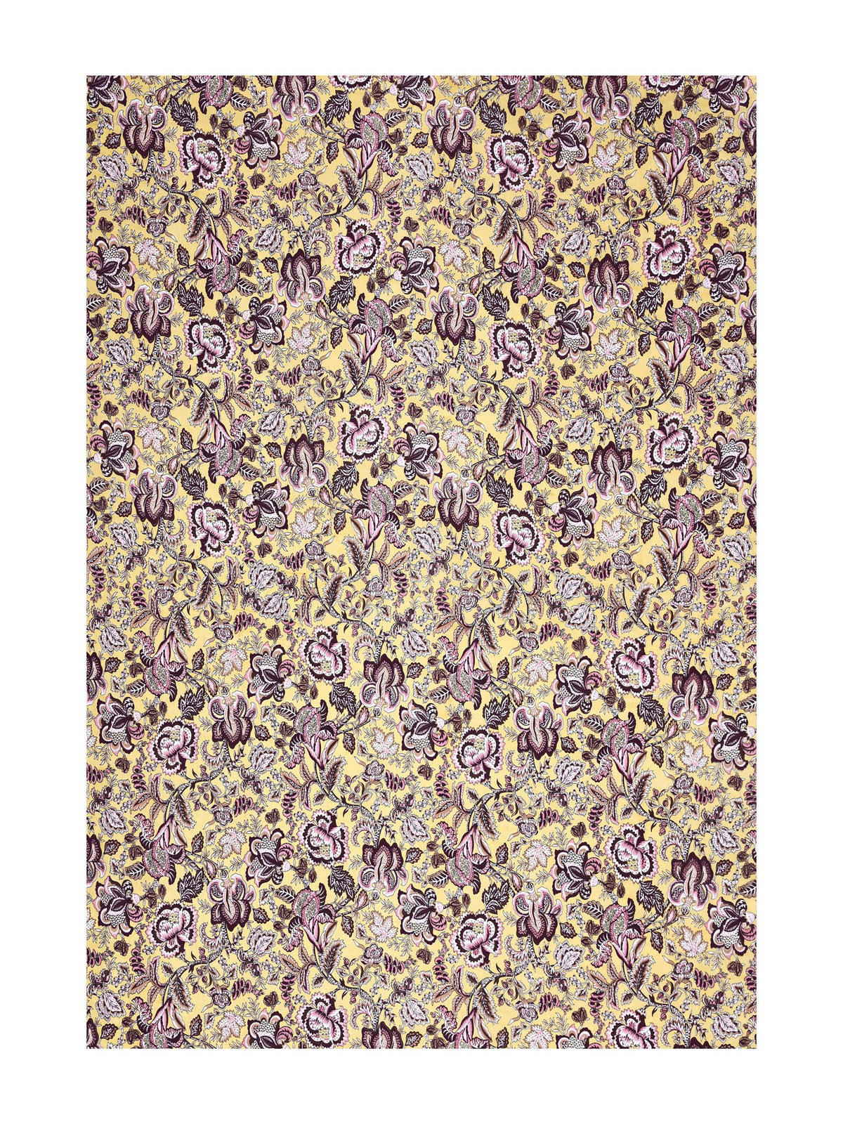 Full flat view of the butter yellow all-over floral bedsheet 90x108 by Castile India