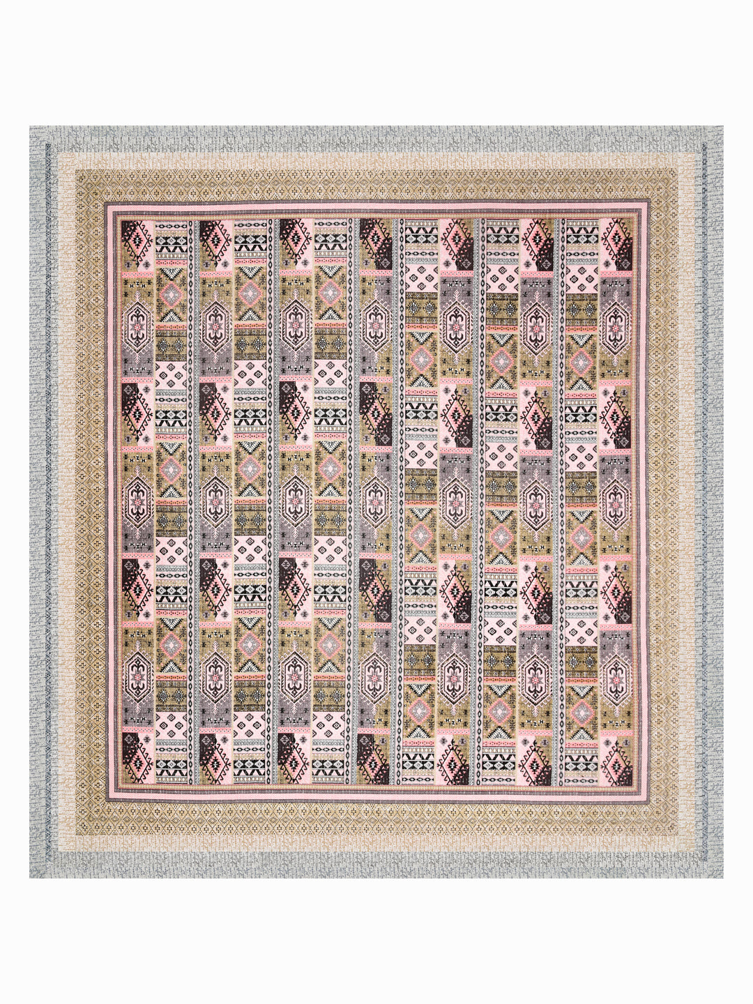 Jaipuri Dusty Rose & Sage Geometric Super King Size Cotton Bedsheet