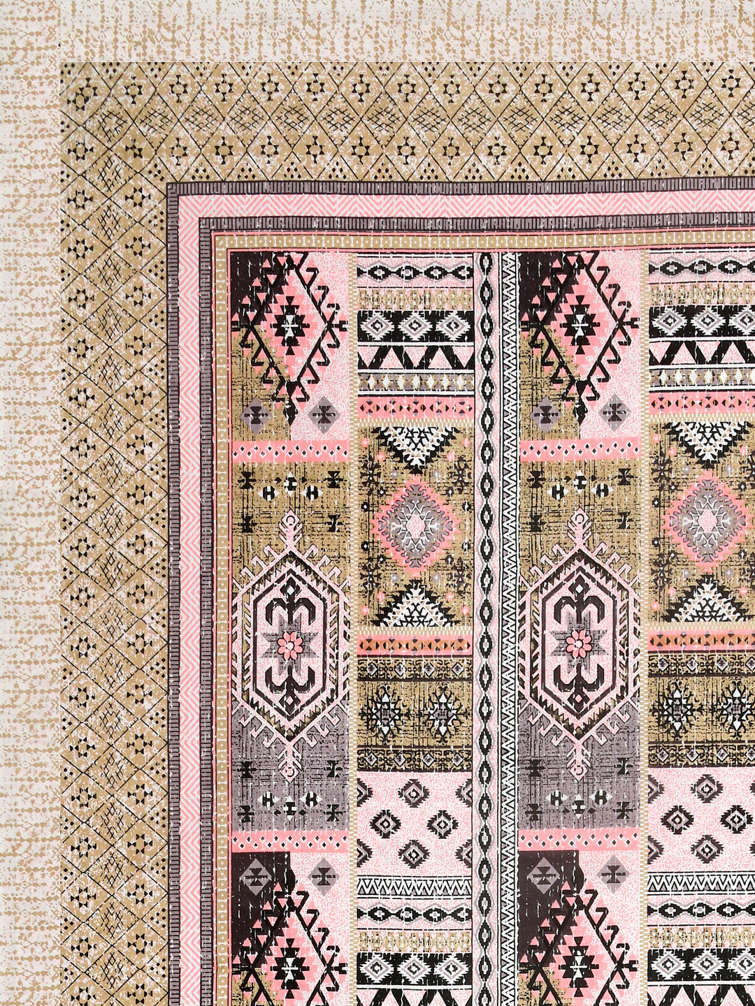 Jaipuri Dusty Rose & Sage Geometric Super King Size Cotton Bedsheet