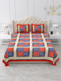 Red & Blue Geometric Block Print Queen Size Cotton Bedsheet