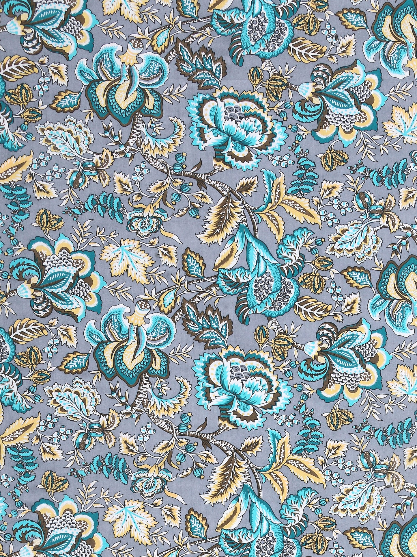 Jaipuri Azure Blue & Teal Floral Queen Size Cotton Bedsheet
