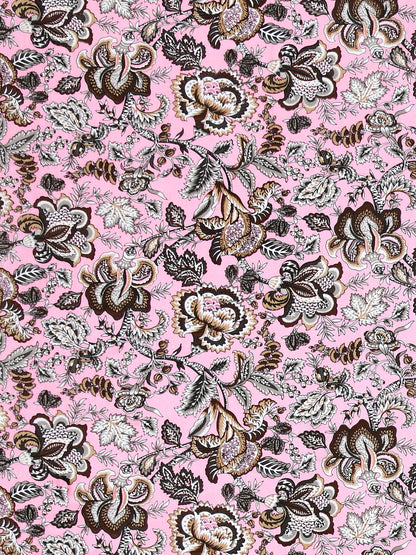 Jaipuri Blush Pink & Coffee Floral Queen Size Cotton Bedsheet