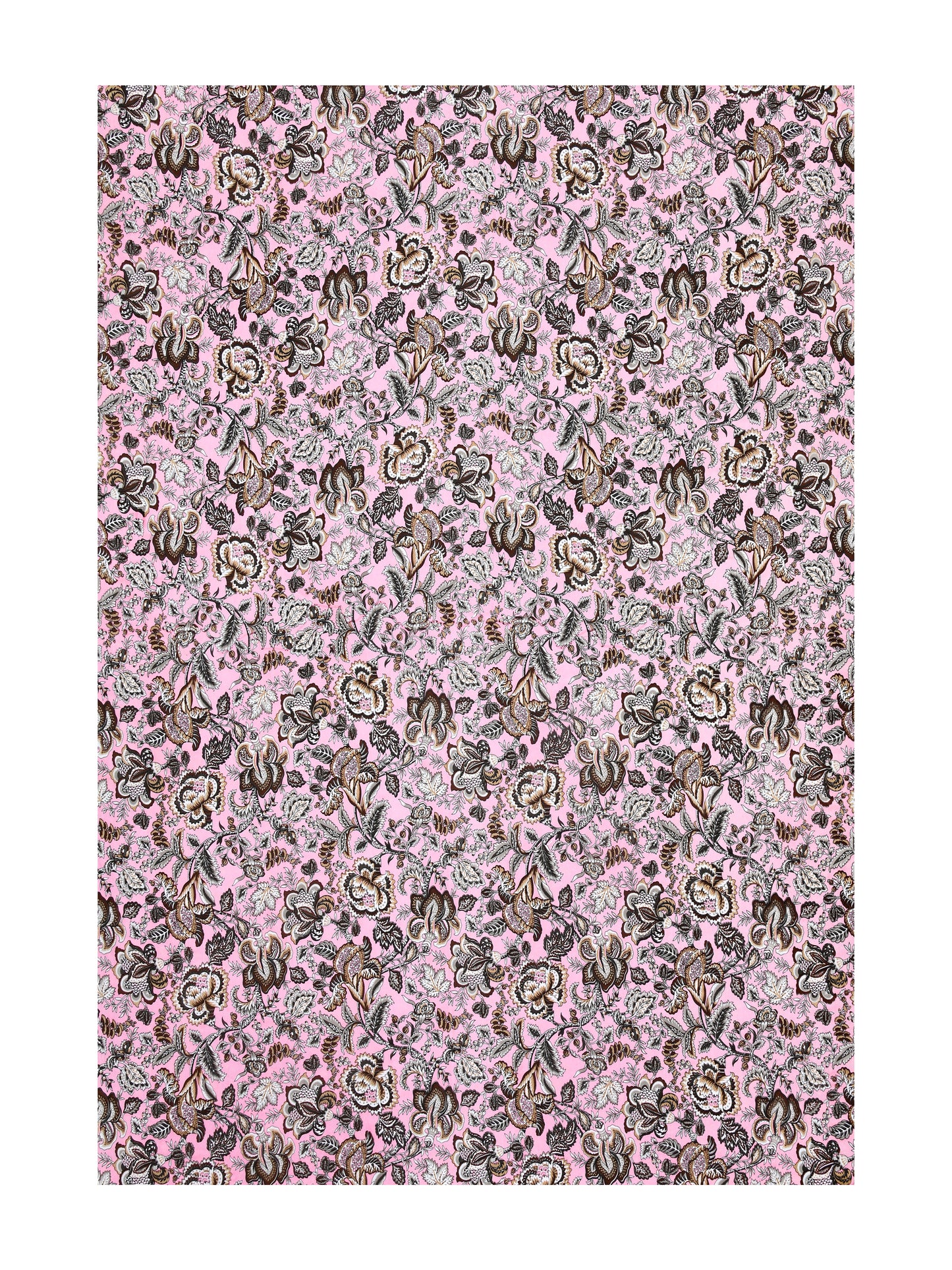 Jaipuri Blush Pink & Coffee Floral Queen Size Cotton Bedsheet