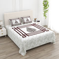 Wine Maroon Swiss Marble Tree of Life Printed Bedsheet (100 x 108) with 2 Pillow Covers