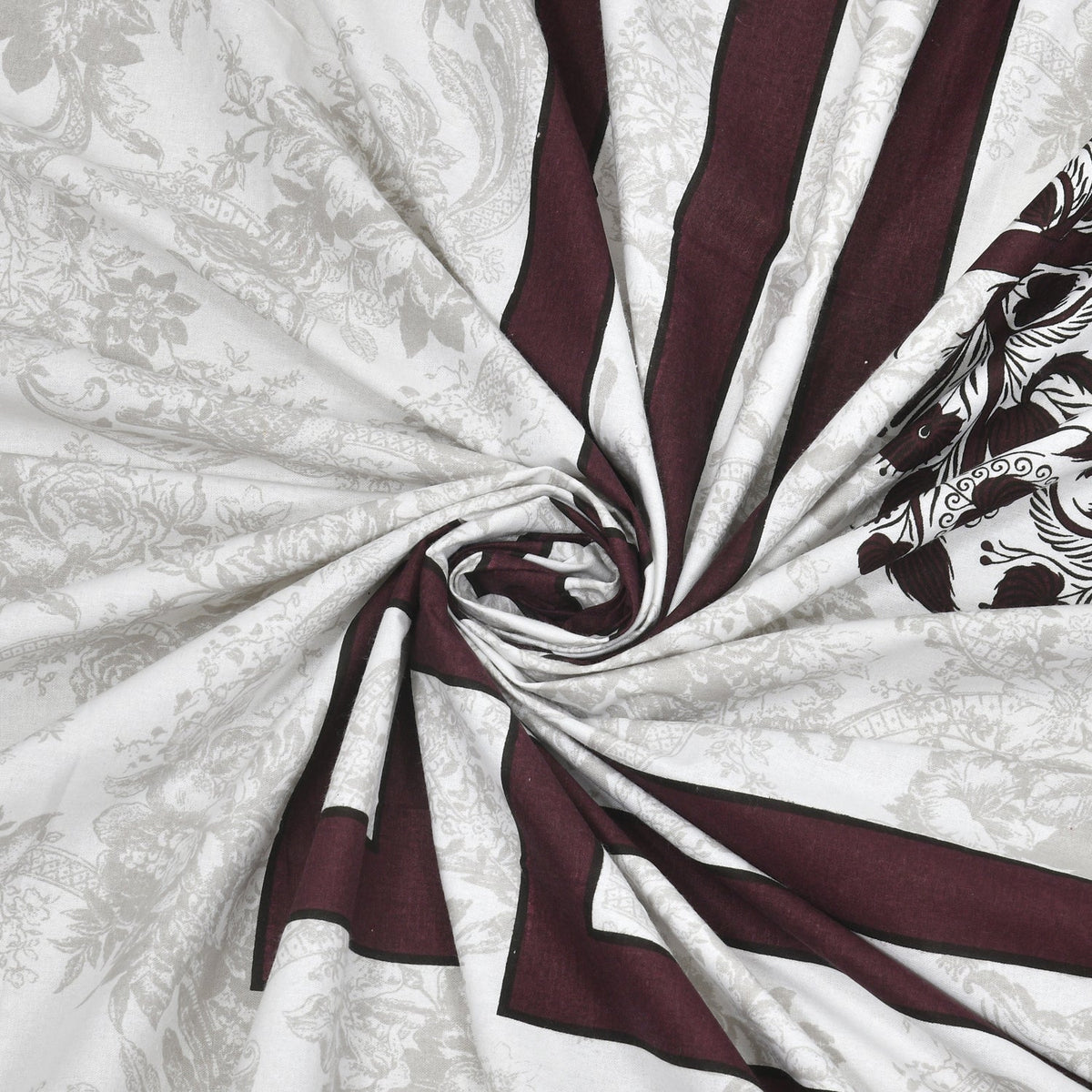 Wine Maroon Swiss Marble Tree of Life Printed Bedsheet (100 x 108) with 2 Pillow Covers