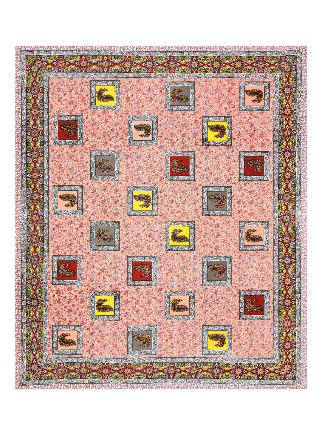 Multi-Color Paisley Block Print Queen Size Cotton Bedsheet